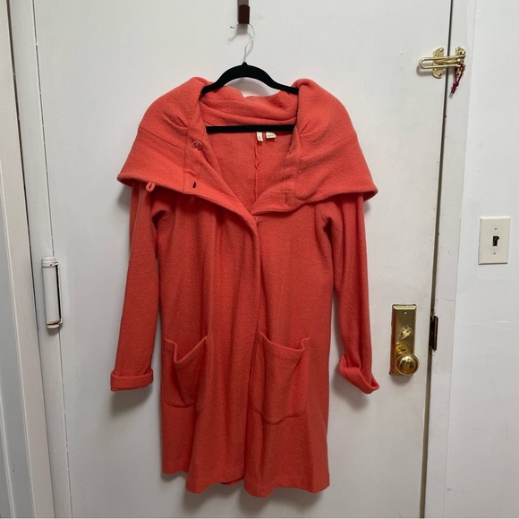 Anthropologie 100% Wool Orange Sweater Coat by Moth Size S - Picture 4 of 8